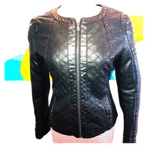 Vegan quilted Leather Moto Jacket, French